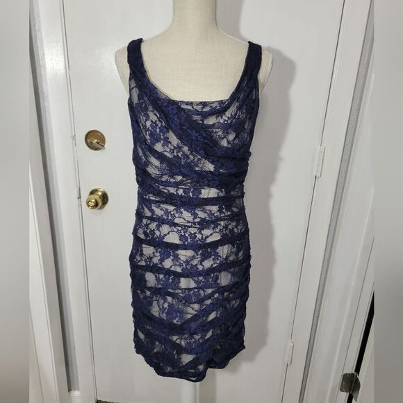 Express blue/nude lace overlay dress - Picture 10 of 10